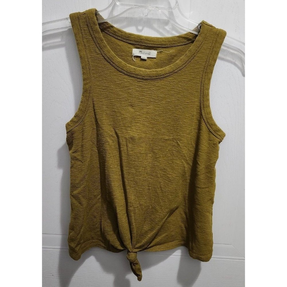 Madewell Women's Sleeveless Tie Front Knit Tank Top Green Cotton‎ Blend Size XXS